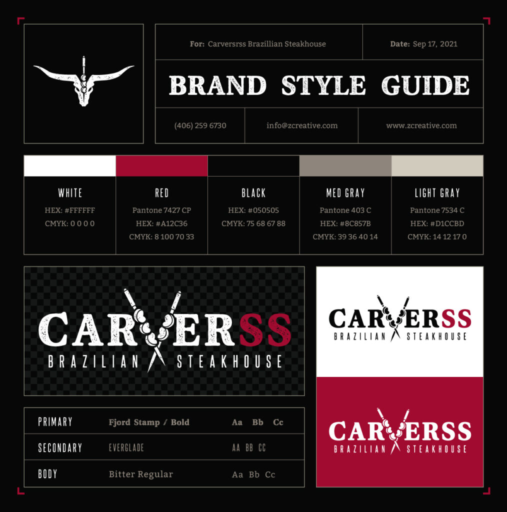 Carverss Brazilian Steakhouse Brand Style Guide Logo Design
