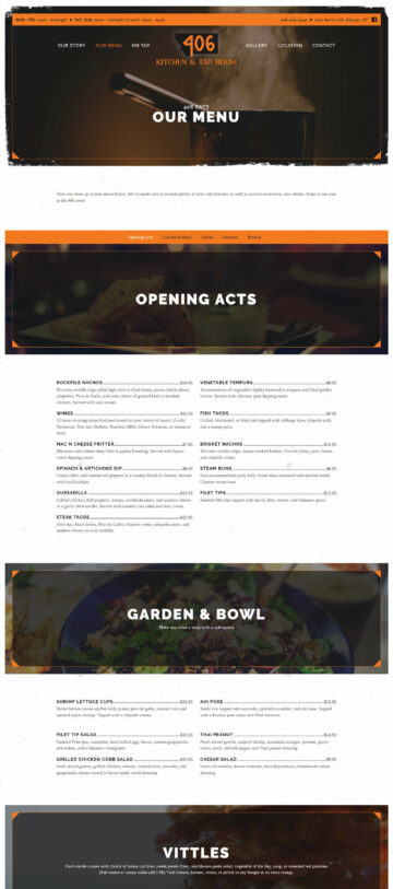 Custom online menu